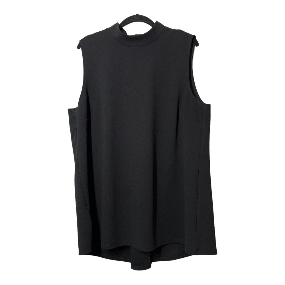 Long Tall Sally Black Blouse Sleeveless Mock Neck Top Large Tall